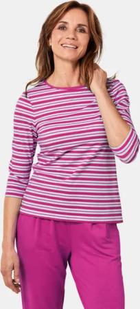 Ringelshirt mit U-Boot-Ausschnitt - beere / weiß / geringelt - Gr. 54 von Goldner Fashion