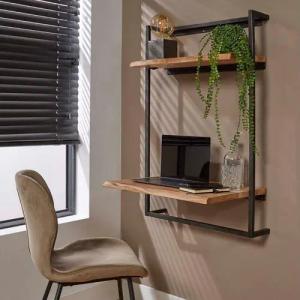 RINGO-Living Schreibtisch RINGO-Living Schreibtisch Nana in Natur und Silber aus Akazienholz