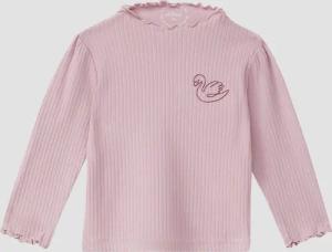 Rippshirt mit Stickerei und Puffärmel