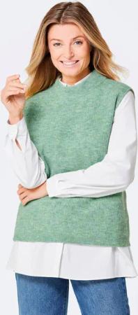 Rippstrick Pullunder mit Stehkragen - hellgrün - Gr. 40 von Goldner Fashion