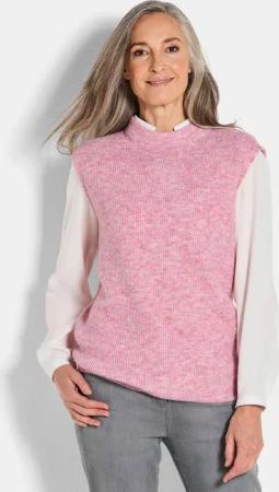 Rippstrick Pullunder mit Stehkragen - rosé - Gr. 24 von Goldner Fashion