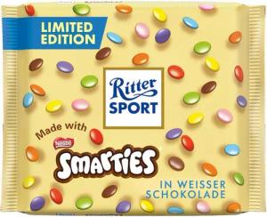 Ritter SPORT Schokolade, Ritter Sport Smarties Weisse Schokolade farbenfroh Tafel 100g