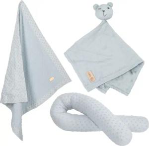 roba Organic Geschenkset 'Lil Planet' hellblau, Bio-Bettschlange, -Decke & -Schmusetuch