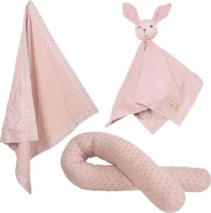 roba Organic Geschenkset 'Lil Planet' rosa/mauve, Bio-Bettschlange, -Decke & -Schmusetuch