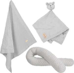roba Organic Geschenkset 'Lil Planet' silbergrau, Bio-Bettschlange, -Decke & -Schmusetuch