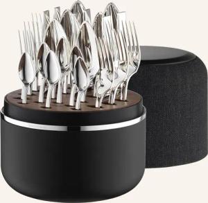 ROBBE & BERKING 24-tlg. Besteckset THE BOX RIVA - FROZEN BLACK EDITION (150g versilbert)