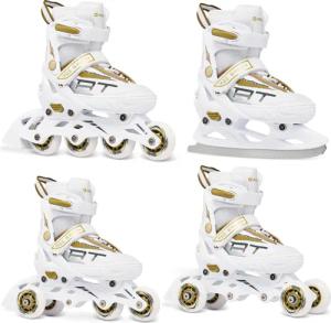 Rollschuhe Verstellbare Schlittschuhe 4in1 Profession Weiß/Gold