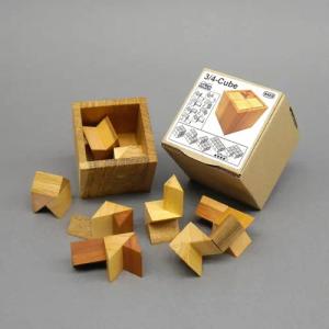 ROMBOL Denkspiele Spiel 3/4 Cube - hochwertiges Denkspiel aus 8 unkonventionellen Holzteilen, Knobelspiel, Autorenspiel