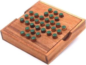 ROMBOL Denkspiele Spiel Solitaire - unterhaltsamer Klassiker aus edlem Holz, Steckspiel, Holzspiel