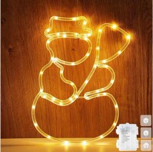 Rosnek Beleuchtetes Fensterbild Doppelseitig, 8 modi, Wasserdicht, für Weihnachten Wand Fenster, mit Haken, Fenster Silhouette Lichter, Glas Deko