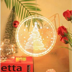 Rosnek Beleuchtetes Fensterbild Weihnachtsthema, 3D-Effekt, hängend/klebend, für Fenster Wand Deko, Batterie, Restaurant Schlafzimmer