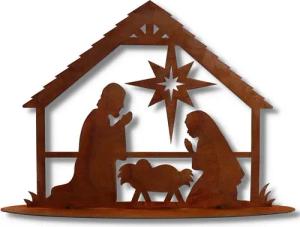 Rostikal Krippe Metall Krippe Weihnachten modern, Echter Rost
