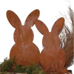 Rostikal Osterfigur Osterhasen Metall Ostern Deko Figuren, echter Rost