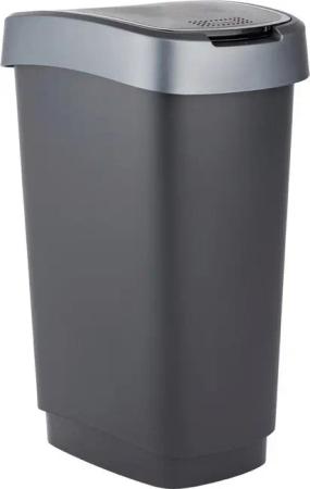 ROTHO Mülleimer Rotho Swingeimer Twist 50 L schwarz silber