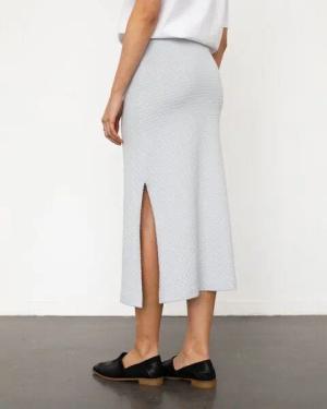 Rotholz Gestrickter Midi Rock Bio Baumwolle - Grau