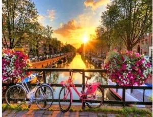 Rötting Design Malen nach Zahlen Diamond Painting Set 5d DIY Motiv romantische Brücke mit Fahrrad (Komplett-Set), Diamond Painting Vollbild, Lieferung enthält alle Utensilien