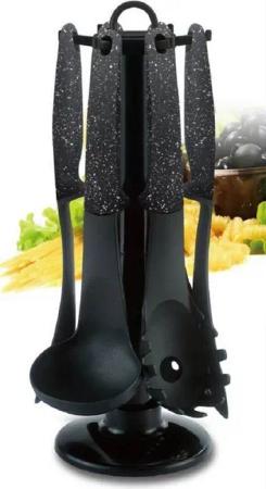 Royalty Line Kochbesteck-Set Küchenhelfer mit Ständer 7-tlg. Royalty Line RL-U5 Schwarz (Set bestehend aus 7 Küchenutensilien)