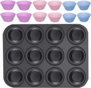 Ruhhy Muffinform DeluxeMuffinPro: Backblech-Set mit Silikonformen für perfekte Muffins, (Backblech-Set für Muffins 13-tlg), 12 wiederverwendbare Silikonformen.