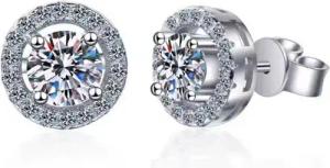 Runde Perlé Paar Ohrstecker elegante runde Moissanite Ohrstecker, 925er Silber, 5mm, 0,5Ct, 18K Gold, Moissanite in D-Farbe, exzellente Klarheit VVS1, Zertifikat