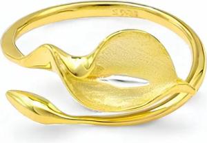 Runde Perlé Silberring eleganter Ring Calla Lilie, verstellbarer Ring, Silber Ring Damen, handgefertigter Ring 925er Silber, 18K Gold (Geschenkverpackung)