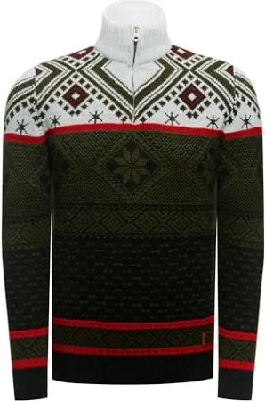 Rusty Neal Kontrast Winter-Pullover Grobstrick Stehkragen Strick Weihnachtenspullover Rolli Zipper 407, Farbe:Khaki, Größe S-3XL:L