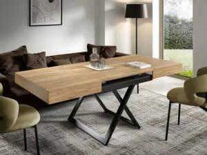 S-Style Möbel Couchtisch und Esstisch Elano mit schwarzen Metallfüßen, Hochwertige, pflegeleichte und langlebige Halifax-Eichenplatte