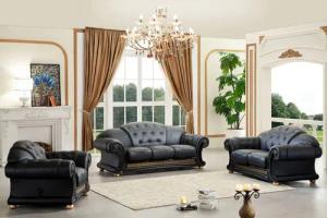 Salottini Polstergarnitur Elite Chesterfield Oriental Leder Sofagarnitur 3/2/1 schwarz, (3-tlg), Federkern