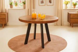 SAM® Esstisch Samira, aufgedoppelte Tischplatte (50mm), Akazienholz massiv, 4-Fuß-Gestell