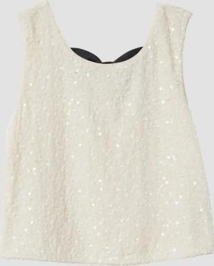 Samttop mit Pailletten, Cut-Out und Schleife