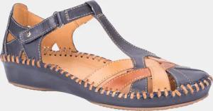 Sandale mit verstellbarem Klettriemen - marine / braun - Gr. 41 von Goldner Fashion