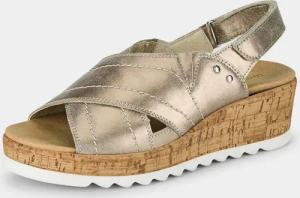 Sandale mit verstellbarem Klettriemen - taupe / metallic - Gr. 41 von Goldner Fashion