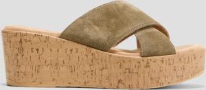 Sandalen aus Leder mit Keilabsatz