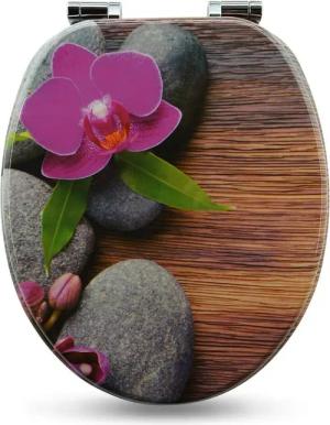 Sanfino WC-Sitz „Orchid“ hochwertiger Toilettendeckel mit Absenkautomatik, aus Holz, viele bunte Motive, hoher Sitzkomfort, einfache Montage