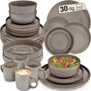 SÄNGER Tafelservice Kairo (30-tlg), 6 Personen, Steingut, Kombiservice Kairo Graphit, Handmade, VALUE COLLECTION