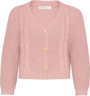 SASSYCLASSY Cardigan Zopfstrick-Cardigan mit Knopfleiste für Damen Lockerer Cardigan aus Strick im verkürzten Design Beige Rosa Grün