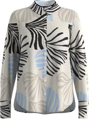 Satinierte Viskose-Bluse mit All-over-Print und Manschetten