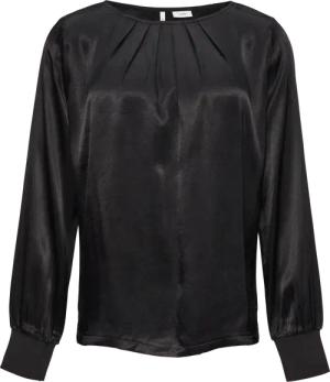 Satiniertes Blusenshirt im Fabricmix mit Raff-Details