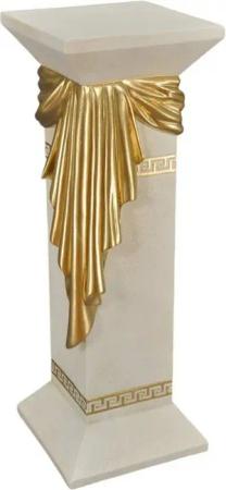 Schatzkiste1 Beistelltisch Säule Mäander Beistelltisch Dekosäule 100cm Antik Podest Handbemalt (Beistelltisch), Handbemalt, Höhe 100cm