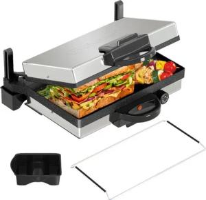 Scheffler Kontaktgrill Kontaktgrill Optigrill Elektrogrill 3 in 1 Multigrill 2000W Grill, 2000,00 W, Antihaftbeschichtet, Edelstahl Tischgrill mit Grill