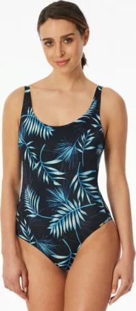 Schiesser Badeanzug Aqua mit Palmenblattmuster, sportive Passform