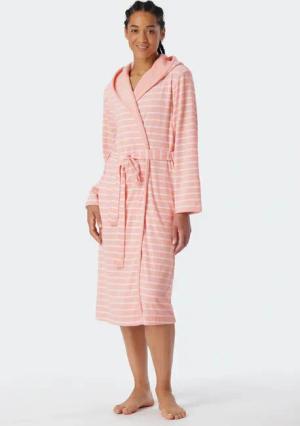 Schiesser Bademantel "Feather Terry" Bindegürtel, Kapuze, Seitentaschen, Regular Fit, Frottee, weich