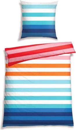 Schiesser Bettwäsche Happy Stripe aus weicher Baumwolle und jeder Menge bunter Streifen, Renforcé, 2 teilig, MADE IN GREEN by OEKO-TEX®