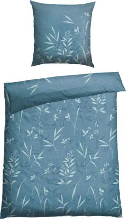 Schiesser Bettwäsche "Kicky aus weicher Baumwolle in cooler Jeansoptik mit floralen Details" 2 Stk. MADE IN GREEN by OEKO-TEX-zertifiziert