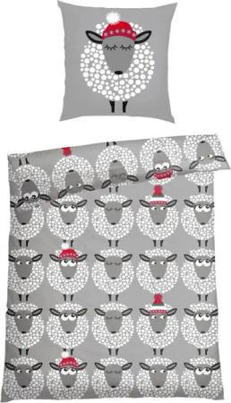 Schiesser Bettwäsche Sippa aus weicher Baumwolle lädt zum Schäfchenzählen ein, Feinbiber, 2 teilig, Made in Green