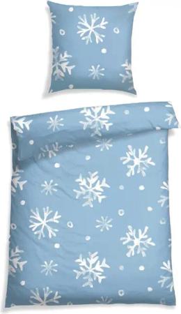 Schiesser Bettwäsche Skadi aus weicher Baumwolle mit weißen Schneeflocken, Feinbiber, 2 teilig, MADE IN GREEN by OEKO-TEX®-zertifiziert