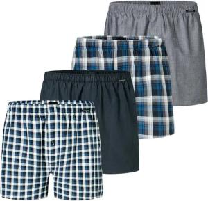 Schiesser Boxershorts 4er Pack Web (Spar-Set, 4-St) Boxershorts - Baumwolle - mit Eingriff - Atmungsaktiv