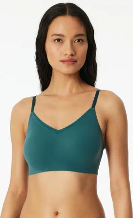 Schiesser Bustier "Invisible Soft Lace" herausnehmbare Pads, V-Ausschnitt, Spitze vorn, Lasercut-Abschlüsse