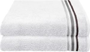 Schiesser Duschtücher Skyline Color aus 100 % Baumwolle mit eleganter Streifenbordüre, Frottier (Set, 2-St), MADE IN GREEN by OEKO-TEX®