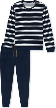 Schiesser Frottee-Pyjama-Set - Herren - Gr. XXL - dunkelblau/gestreift