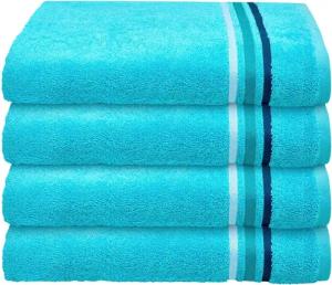 Schiesser Handtücher Skyline Color aus 100 % Baumwolle mit eleganter Streifenbordüre, Frottier (Set, 4-St), MADE IN GREEN by OEKO-TEX®
